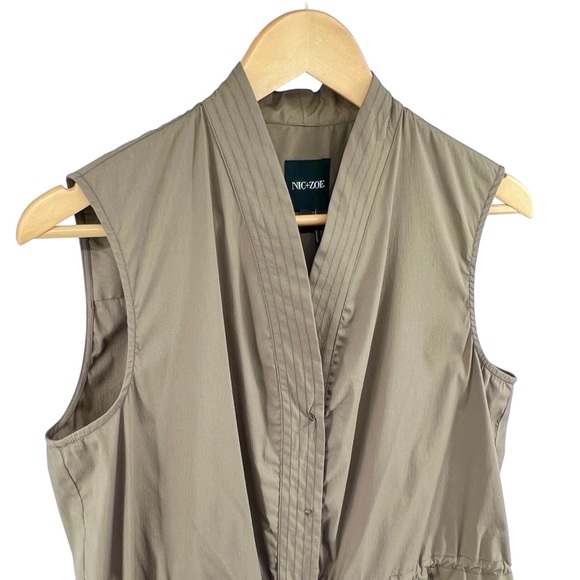 NIC+ZOE Womens Snap Button Up Vest Medium Adjustable Waist Army Green Stretch - Picture 7 of 16
